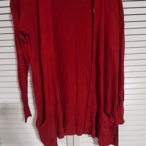 Dark red, Pink Rose Sz L long cardigan